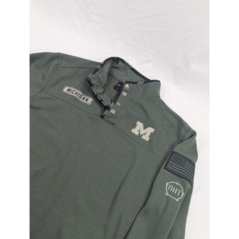Colosseum OHT Michigan Wolverines Snap Up Henley Men's Large Black Green